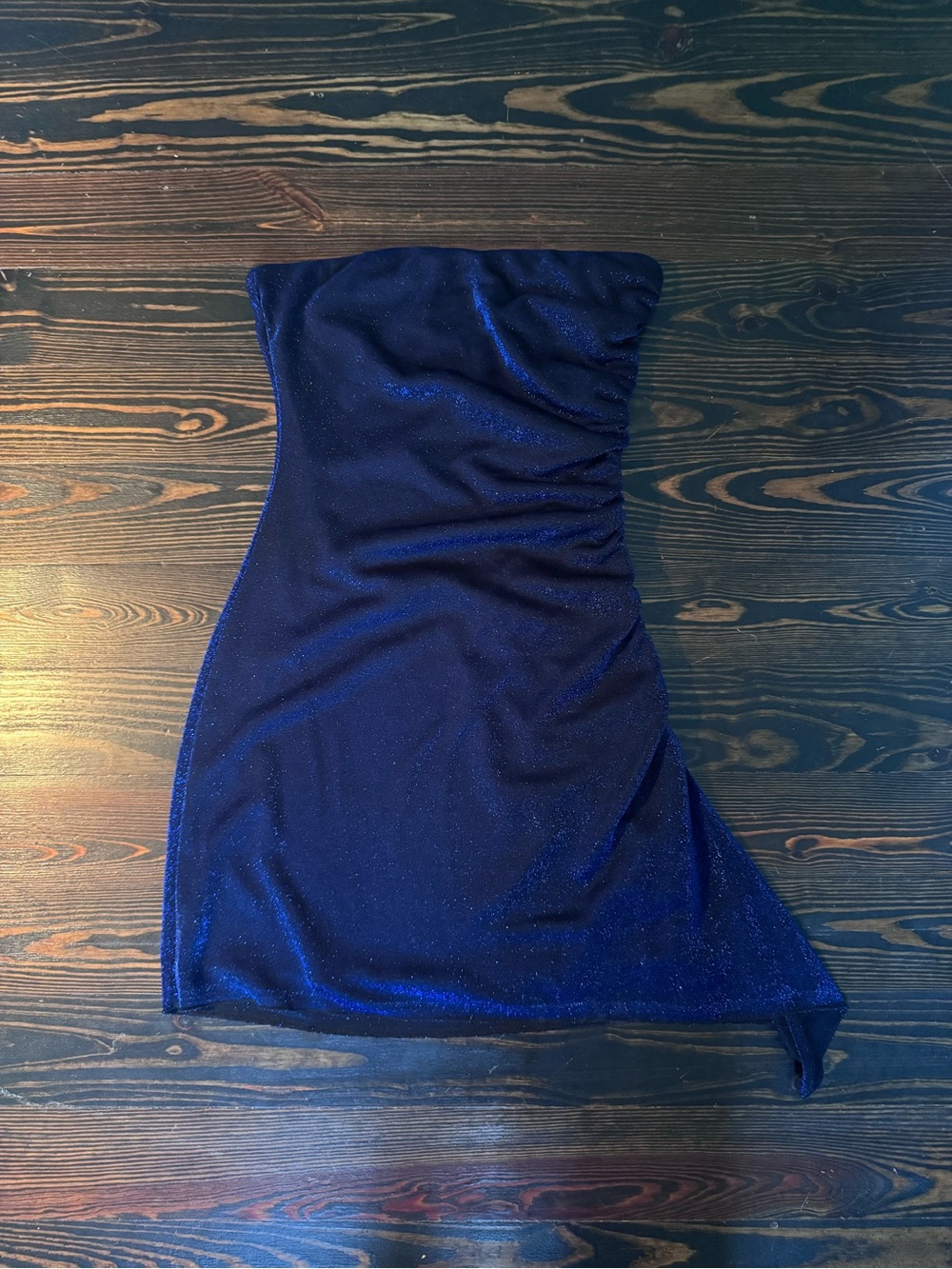 Strapless Navy Blue Sparkle Bodycon Dress PRINCESS POLLY